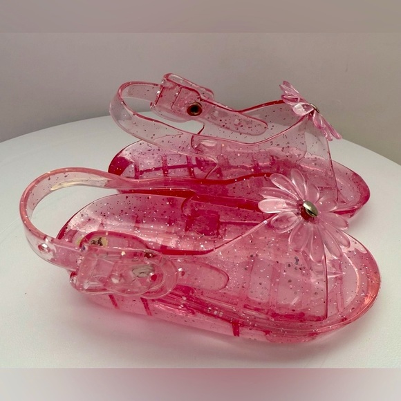 Infant Pink Glitter Kids Sandals - Size 3 - Picture 4 of 7
